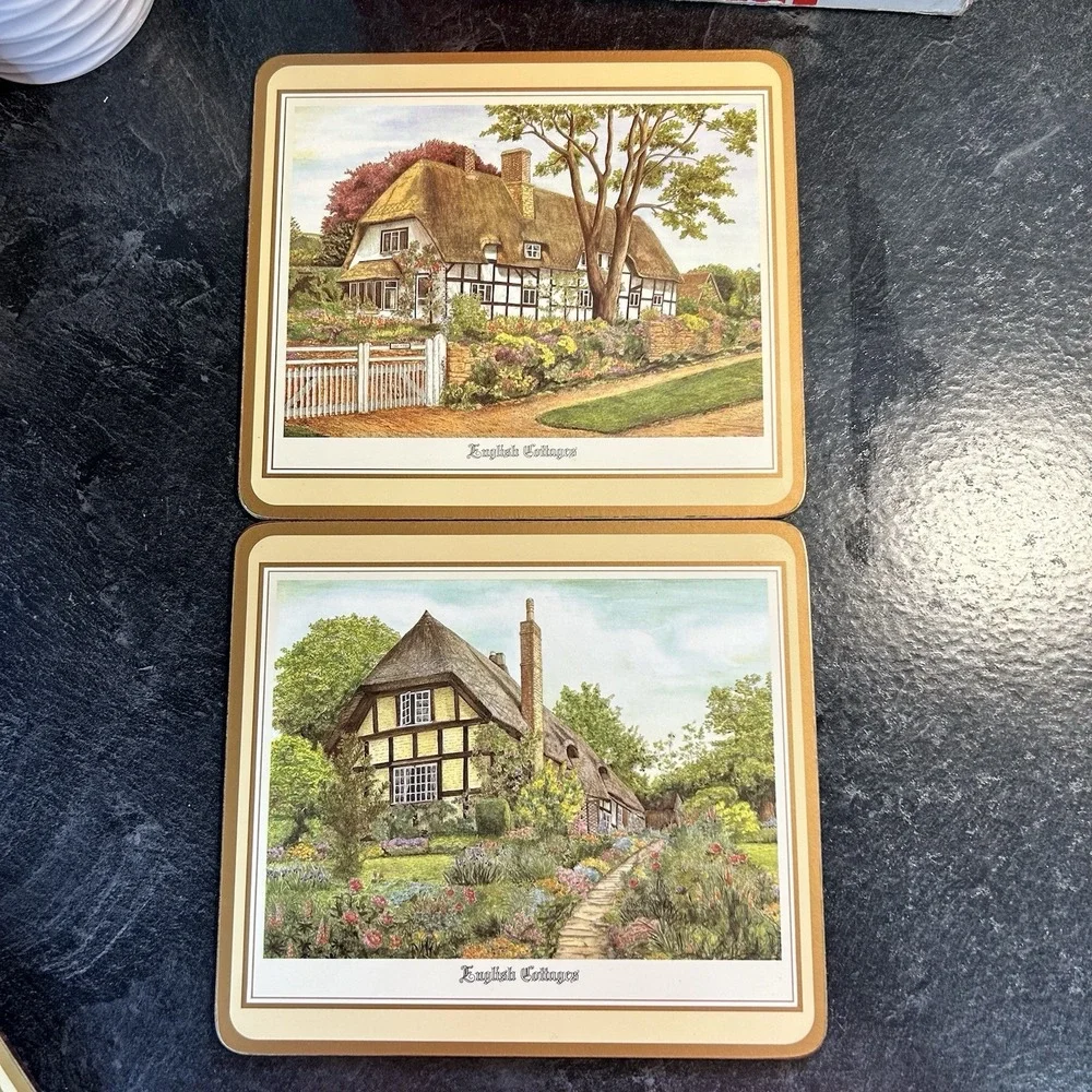 Pimpernel Acrylic‎ English Cottages 6 Placemats & 14 Coasters Cork Back